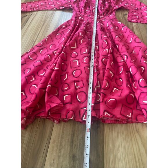 Vintage 80s d. Frank Pink Cotton Button Down Midi Dress M - Picture 7 of 11